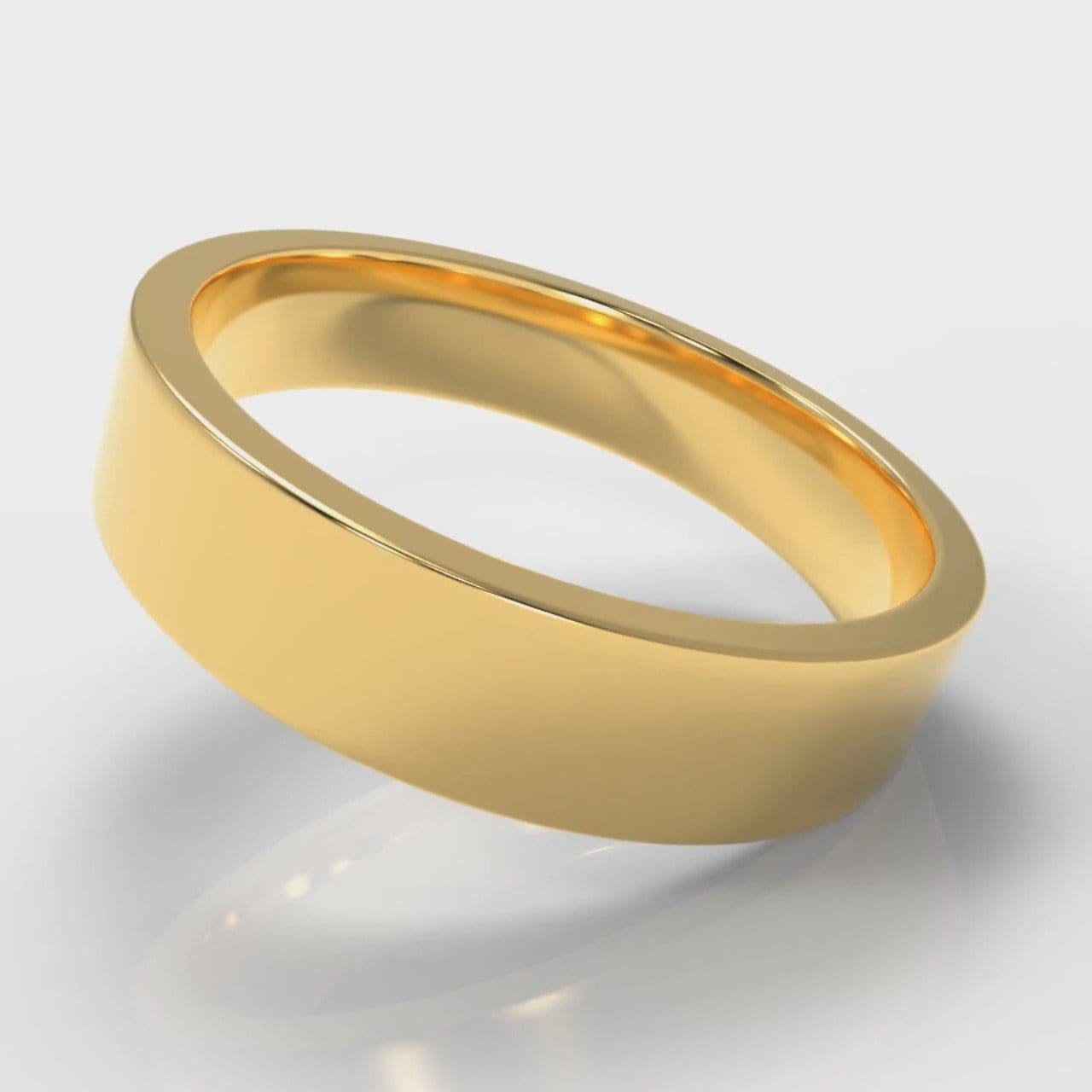 5mm Flat Top Comfort Fit Wedding Ring - Yellow Gold