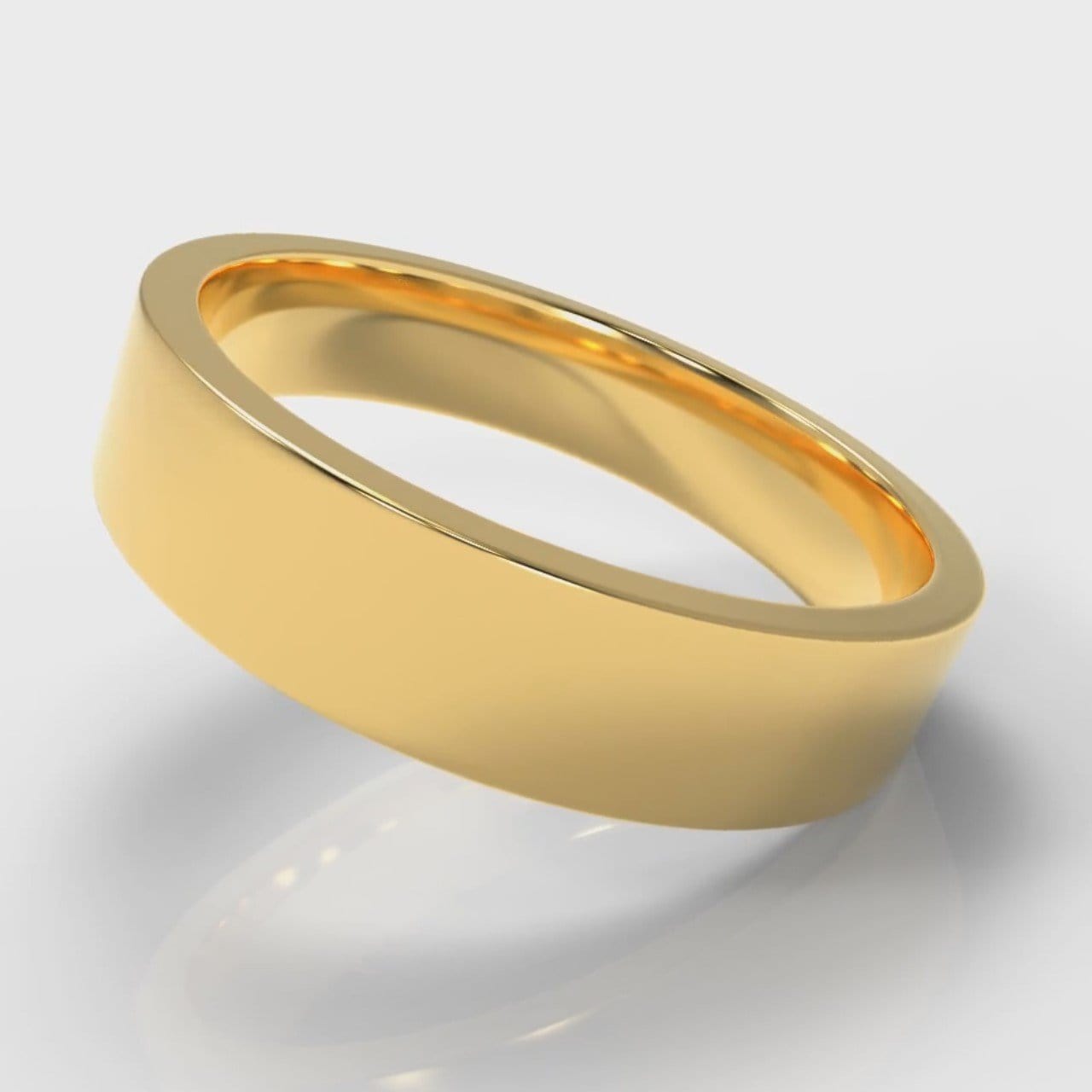 5mm Flat Top Comfort Fit Wedding Ring - Yellow Gold