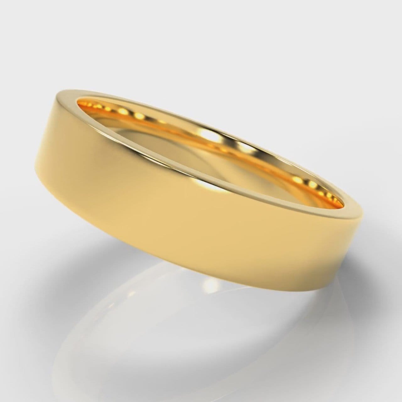5mm Flat Top Comfort Fit Wedding Ring - Yellow Gold