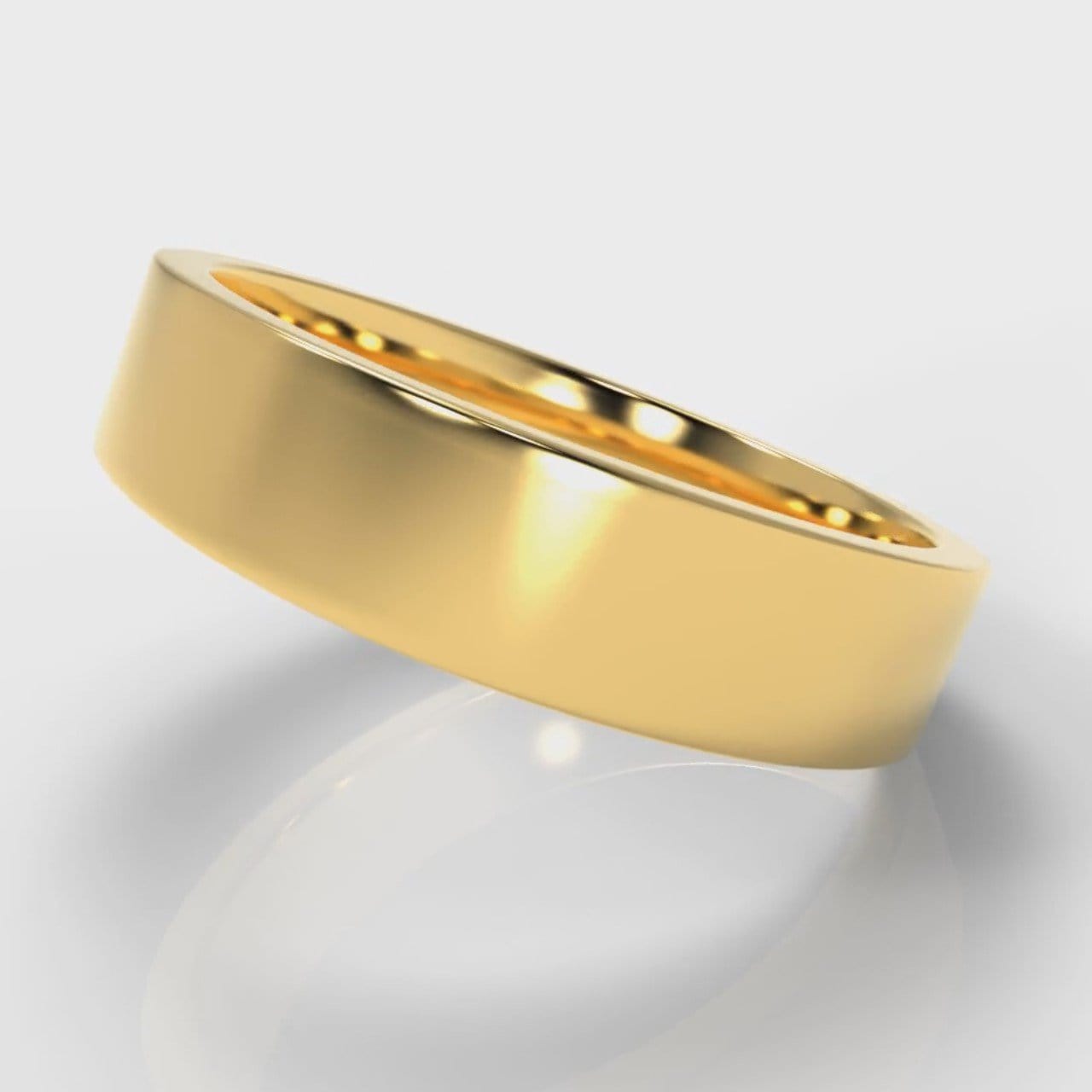 5mm Flat Top Comfort Fit Wedding Ring - Yellow Gold