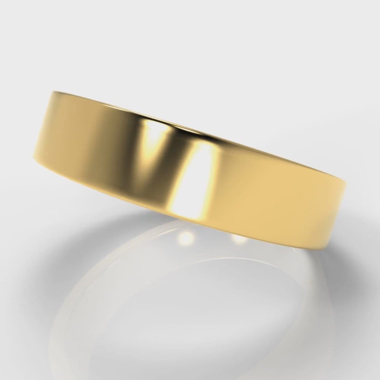 5mm Flat Top Comfort Fit Wedding Ring - Yellow Gold
