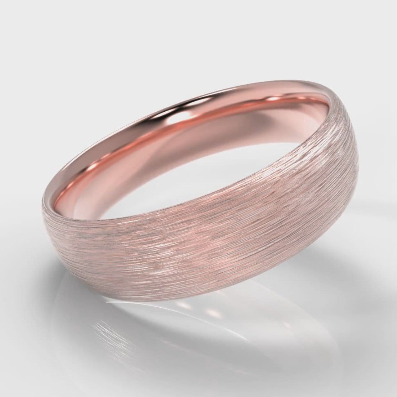 6mm Court Shaped Comfort Fit Brushed Wedding Ring - Rose Gold