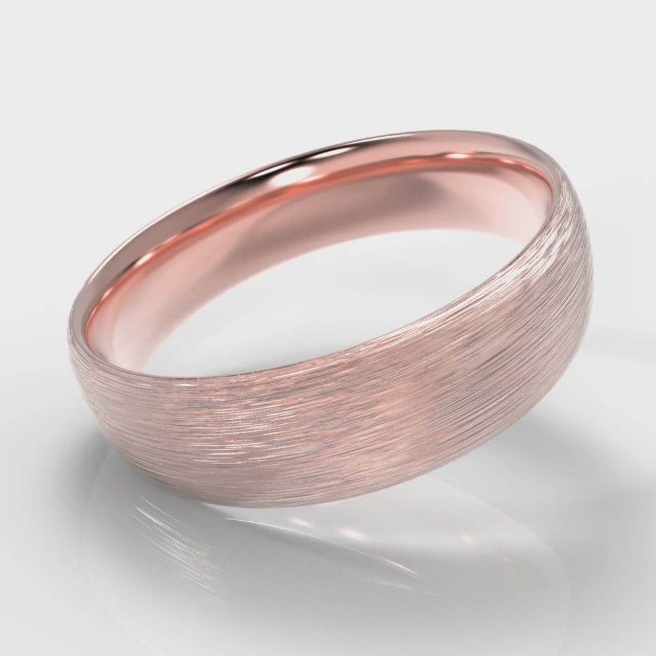 6mm Court Shaped Comfort Fit Brushed Wedding Ring - Rose Gold