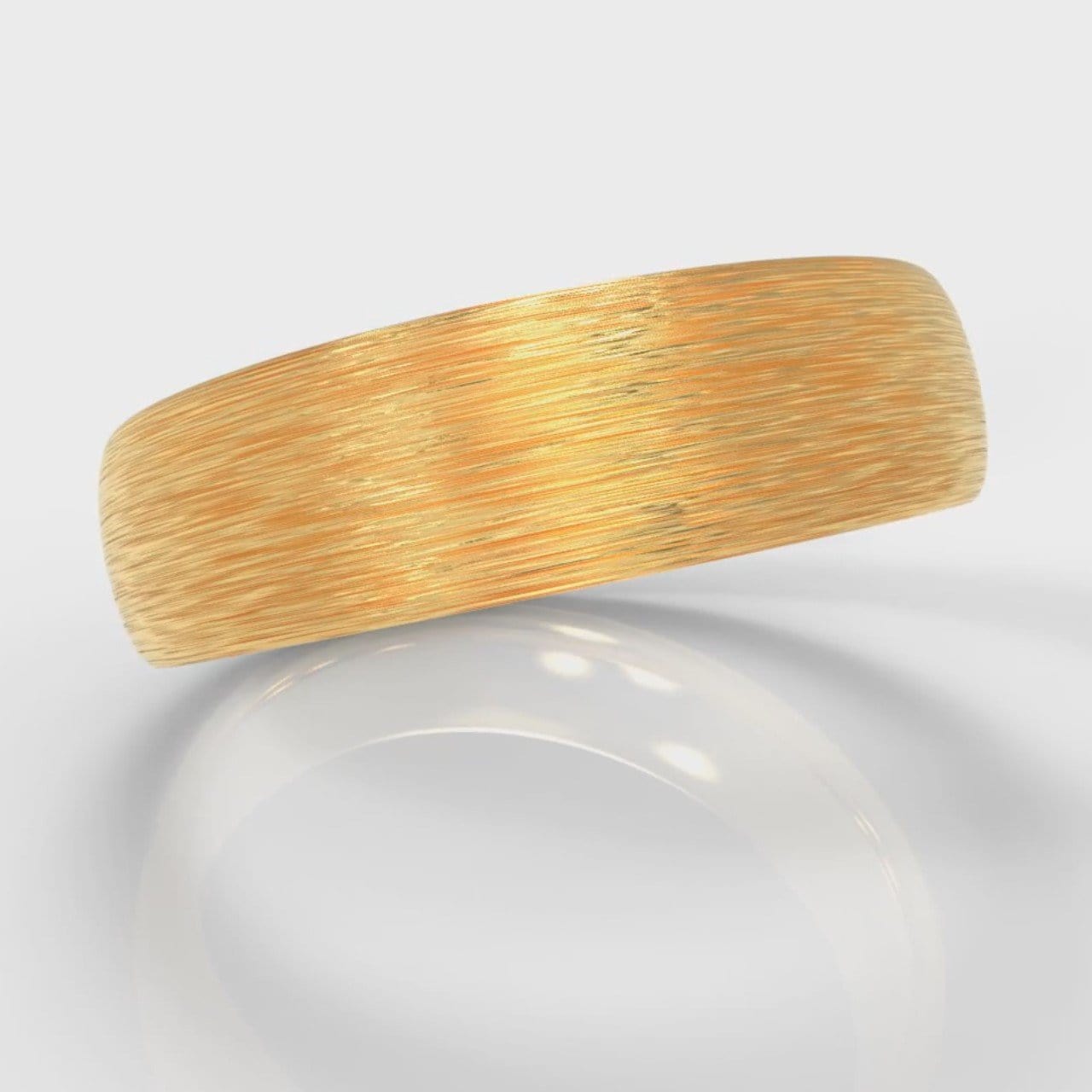 6mm Court Shaped Comfort Fit Brushed Wedding Ring - Yellow Gold