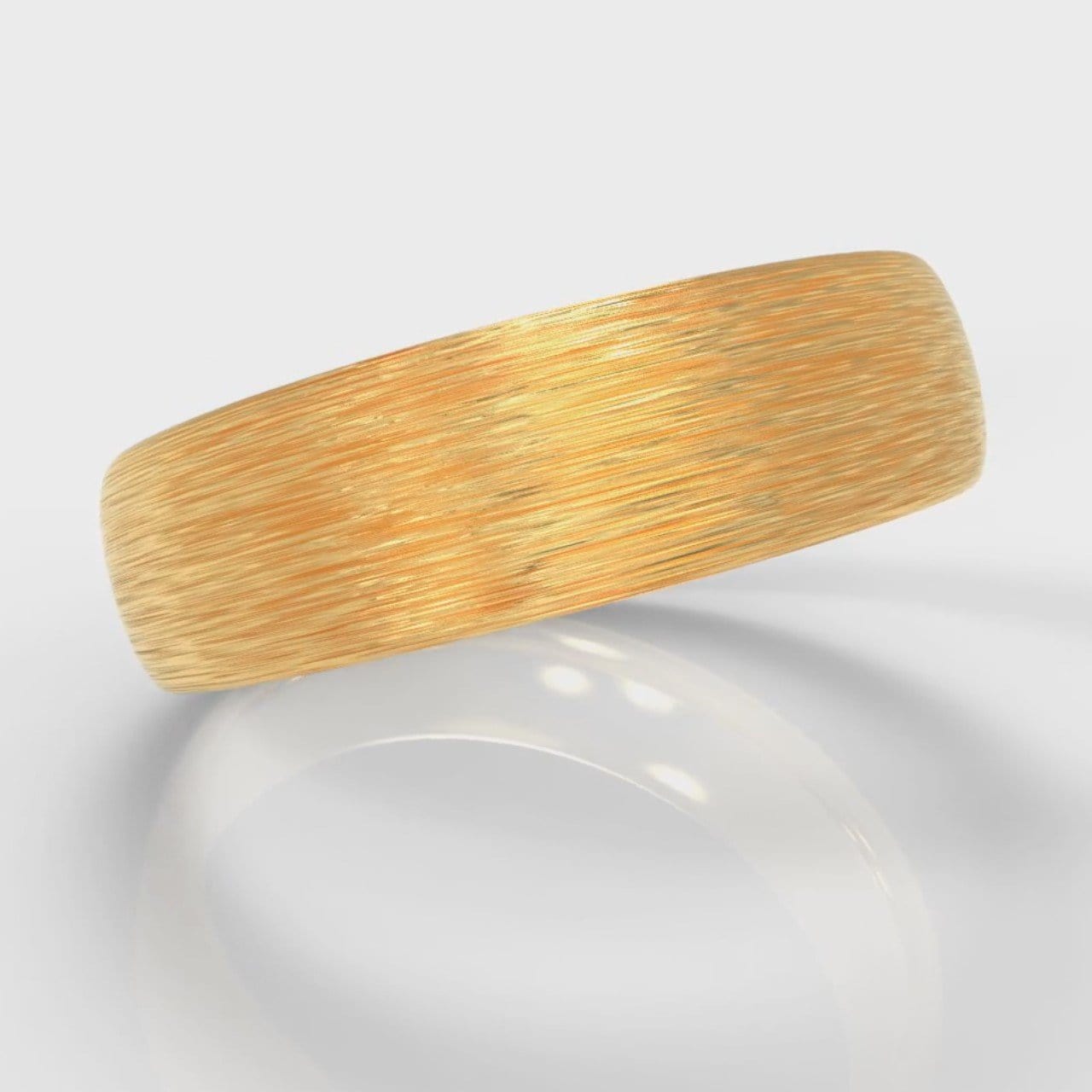 6mm Court Shaped Comfort Fit Brushed Wedding Ring - Yellow Gold