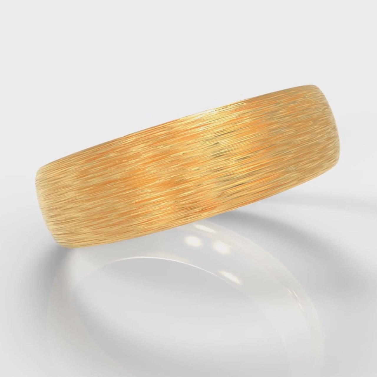 6mm Court Shaped Comfort Fit Brushed Wedding Ring - Yellow Gold