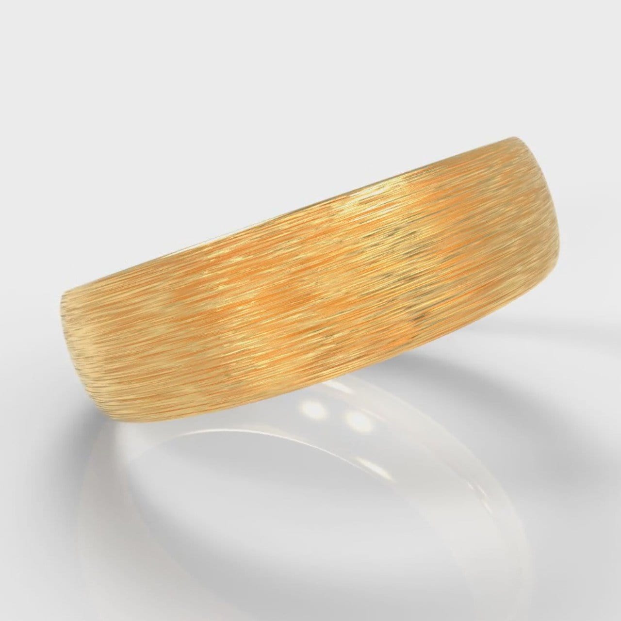 6mm Court Shaped Comfort Fit Brushed Wedding Ring - Yellow Gold