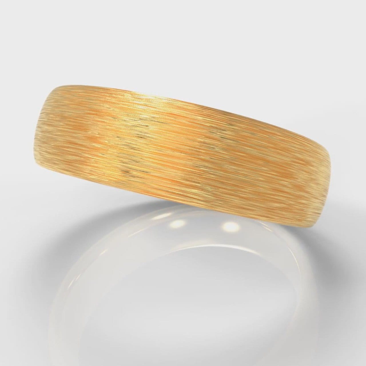 6mm Court Shaped Comfort Fit Brushed Wedding Ring - Yellow Gold