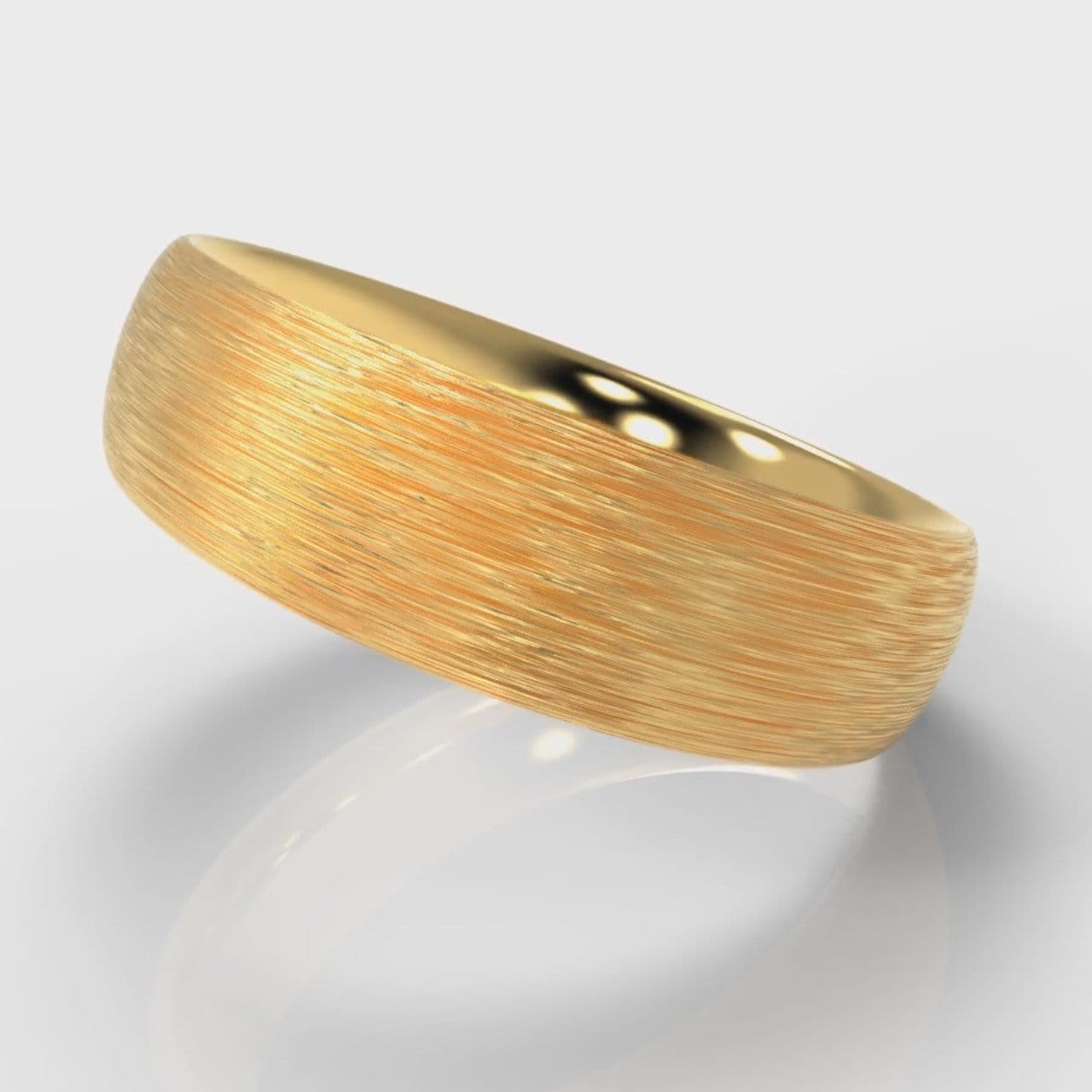 6mm Court Shaped Comfort Fit Brushed Wedding Ring - Yellow Gold