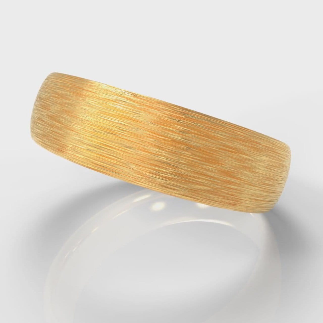 6mm Court Shaped Comfort Fit Brushed Wedding Ring - Yellow Gold