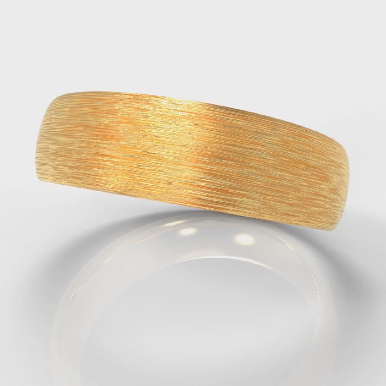 6mm Court Shaped Comfort Fit Brushed Wedding Ring - Yellow Gold