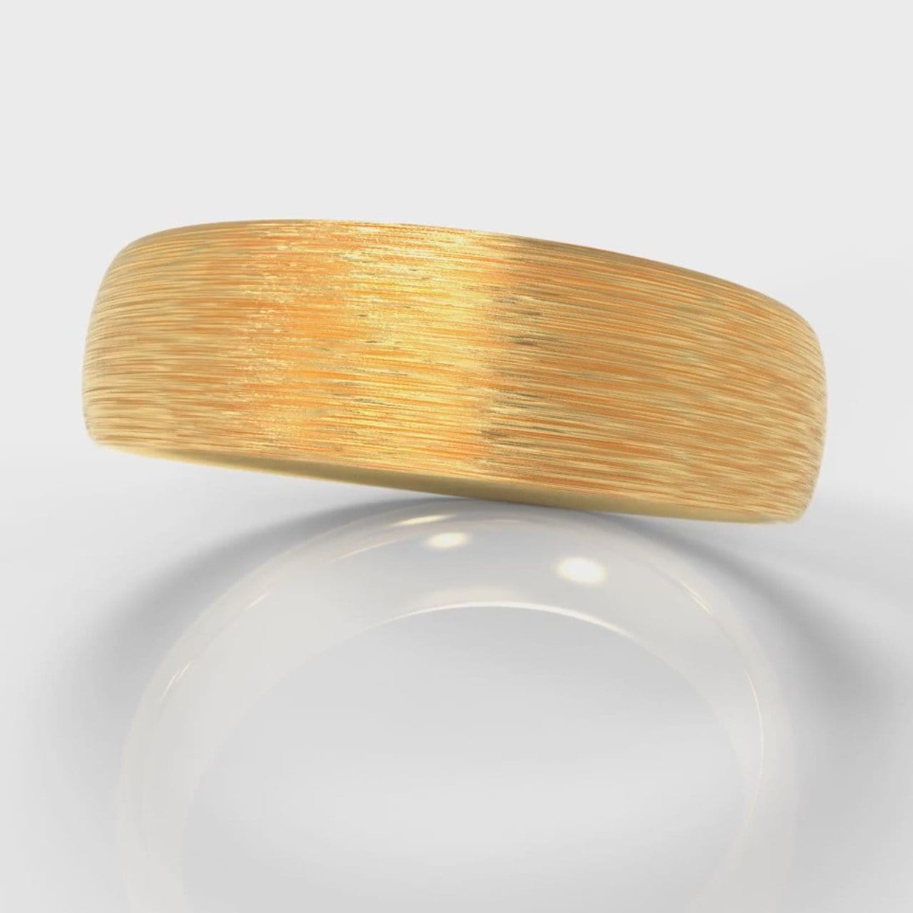 6mm Court Shaped Comfort Fit Brushed Wedding Ring - Yellow Gold