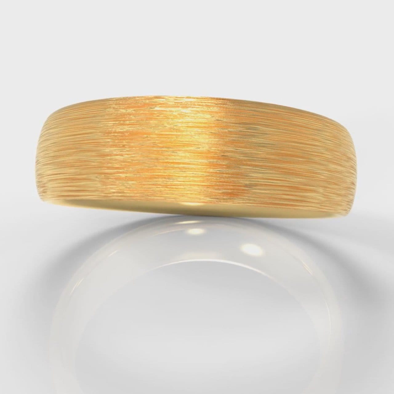 6mm Court Shaped Comfort Fit Brushed Wedding Ring - Yellow Gold