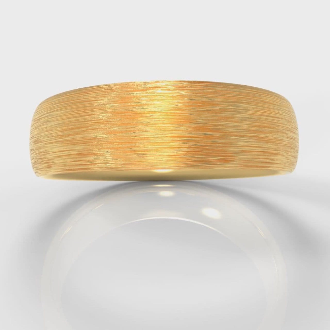 6mm Court Shaped Comfort Fit Brushed Wedding Ring - Yellow Gold