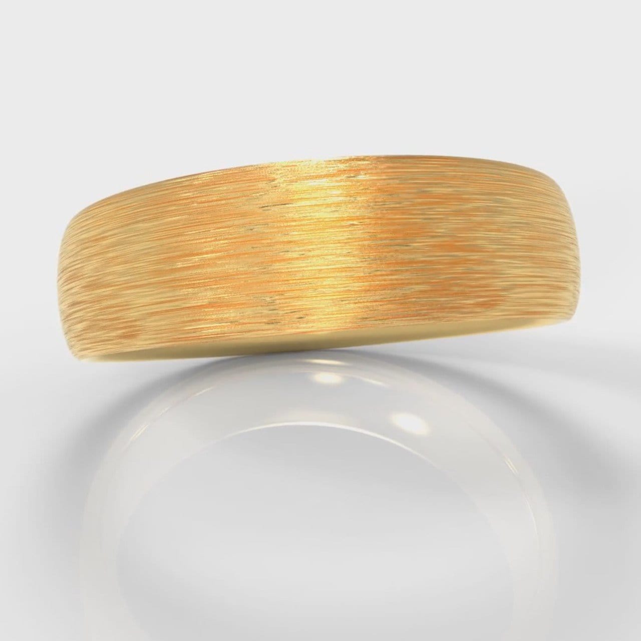 6mm Court Shaped Comfort Fit Brushed Wedding Ring - Yellow Gold