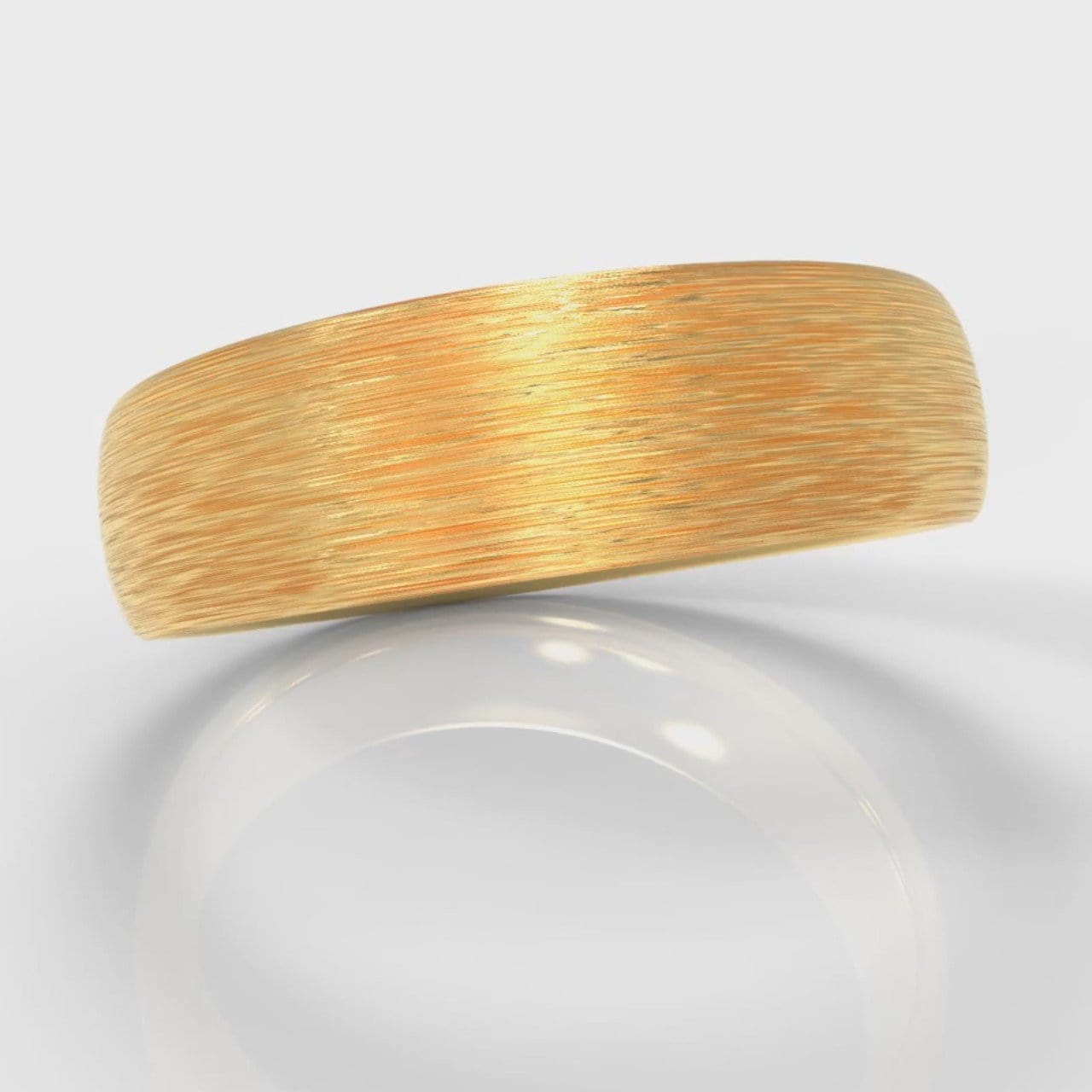 6mm Court Shaped Comfort Fit Brushed Wedding Ring - Yellow Gold