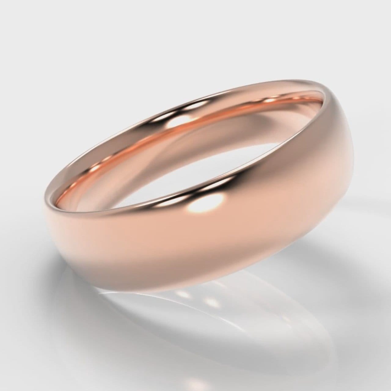 6mm Court Shaped Comfort Fit Wedding Ring - Rose Gold