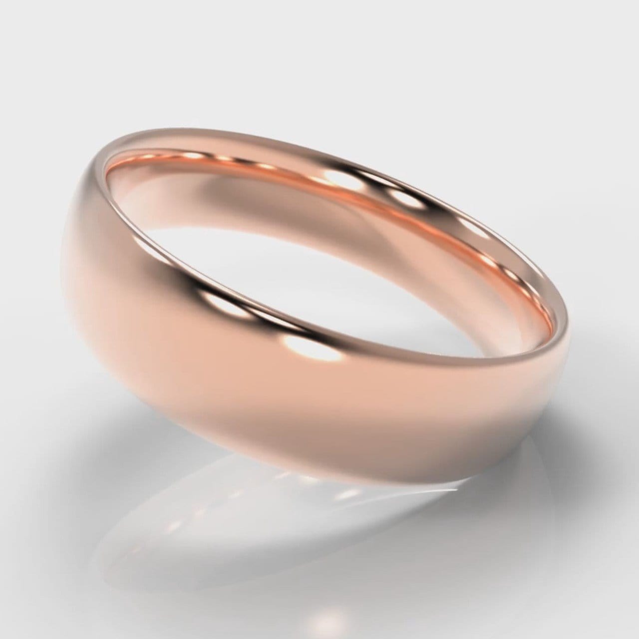 6mm Court Shaped Comfort Fit Wedding Ring - Rose Gold