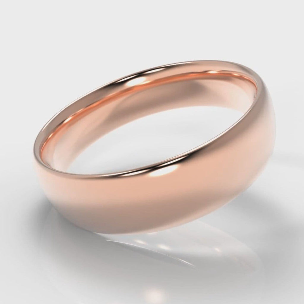 6mm Court Shaped Comfort Fit Wedding Ring - Rose Gold