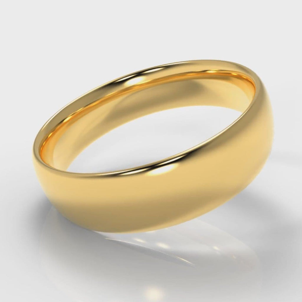 6mm Court Shaped Comfort Fit Wedding Ring - Yellow Gold