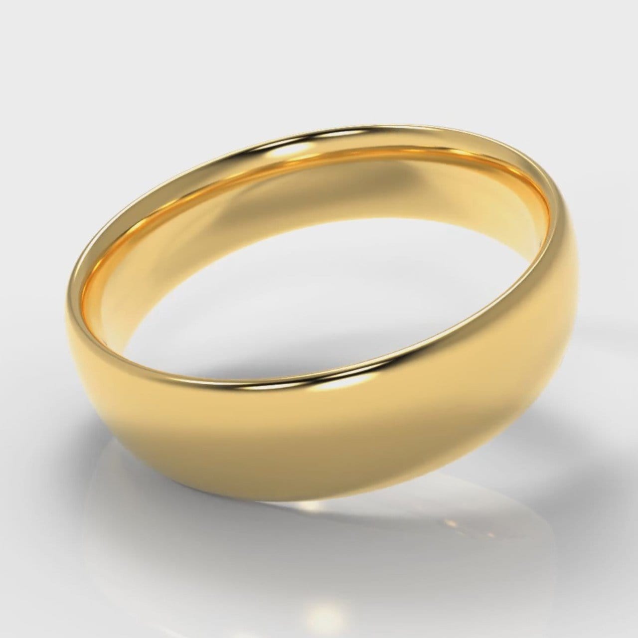 6mm Court Shaped Comfort Fit Wedding Ring - Yellow Gold
