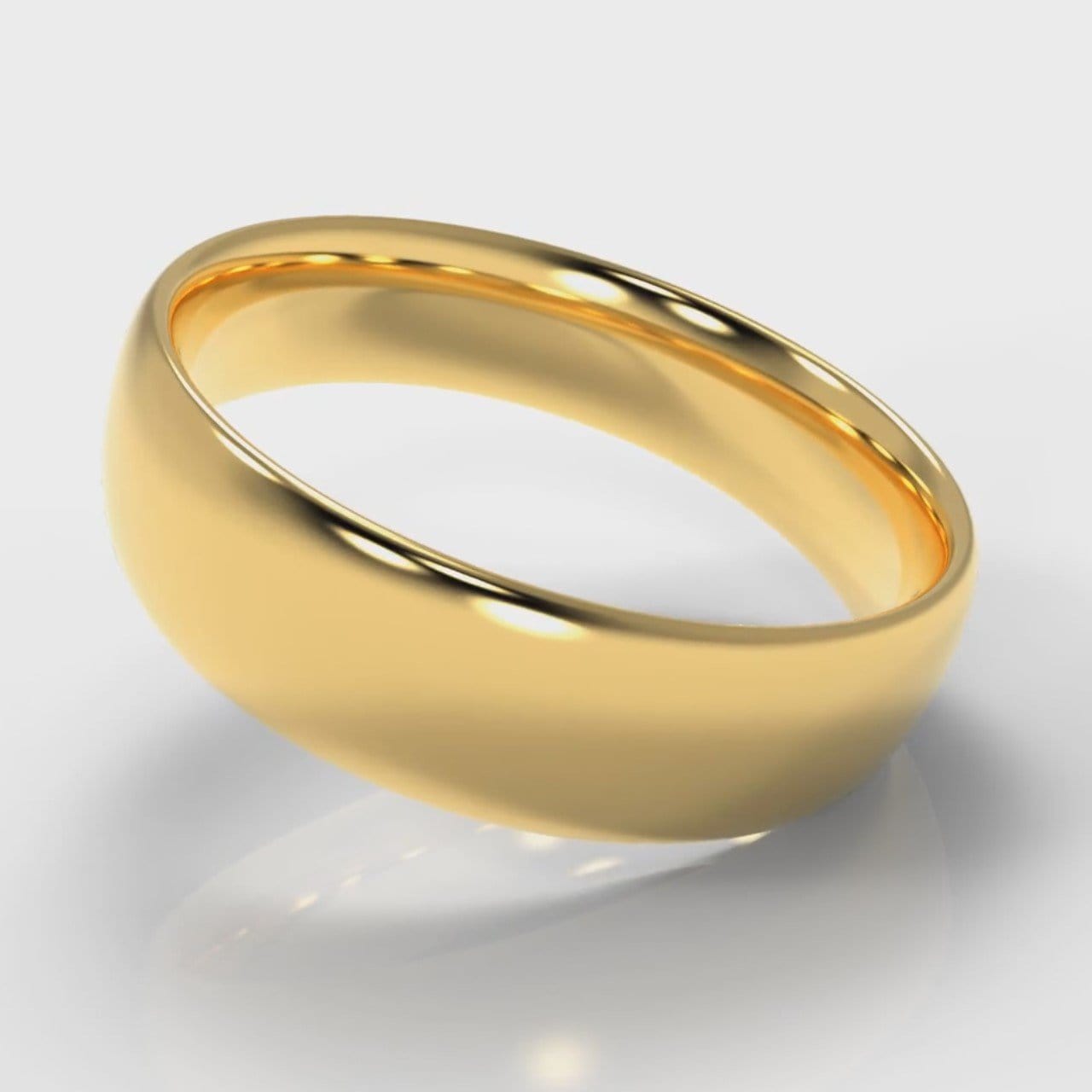 6mm Court Shaped Comfort Fit Wedding Ring - Yellow Gold
