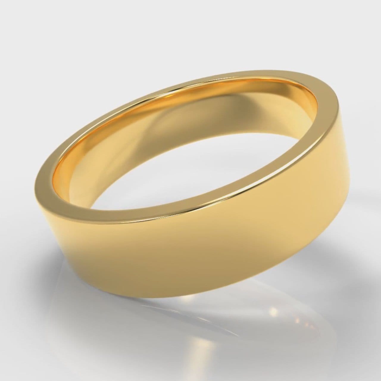 6mm Flat Top Comfort Fit Wedding Ring - Yellow Gold