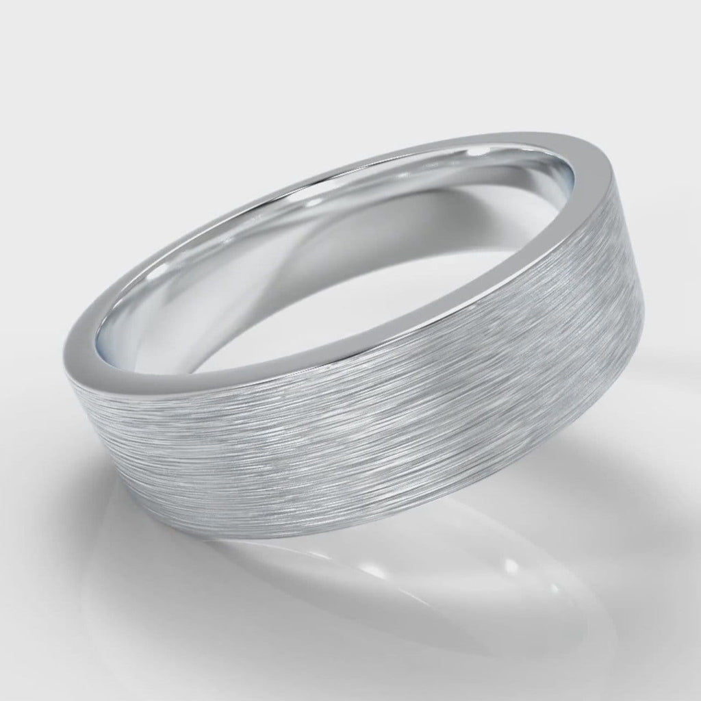 6mm Flat Top Comfort Fit Brushed Wedding Ring