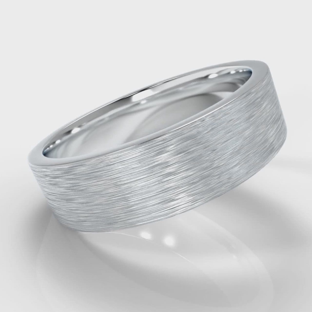 6mm Flat Top Comfort Fit Brushed Wedding Ring