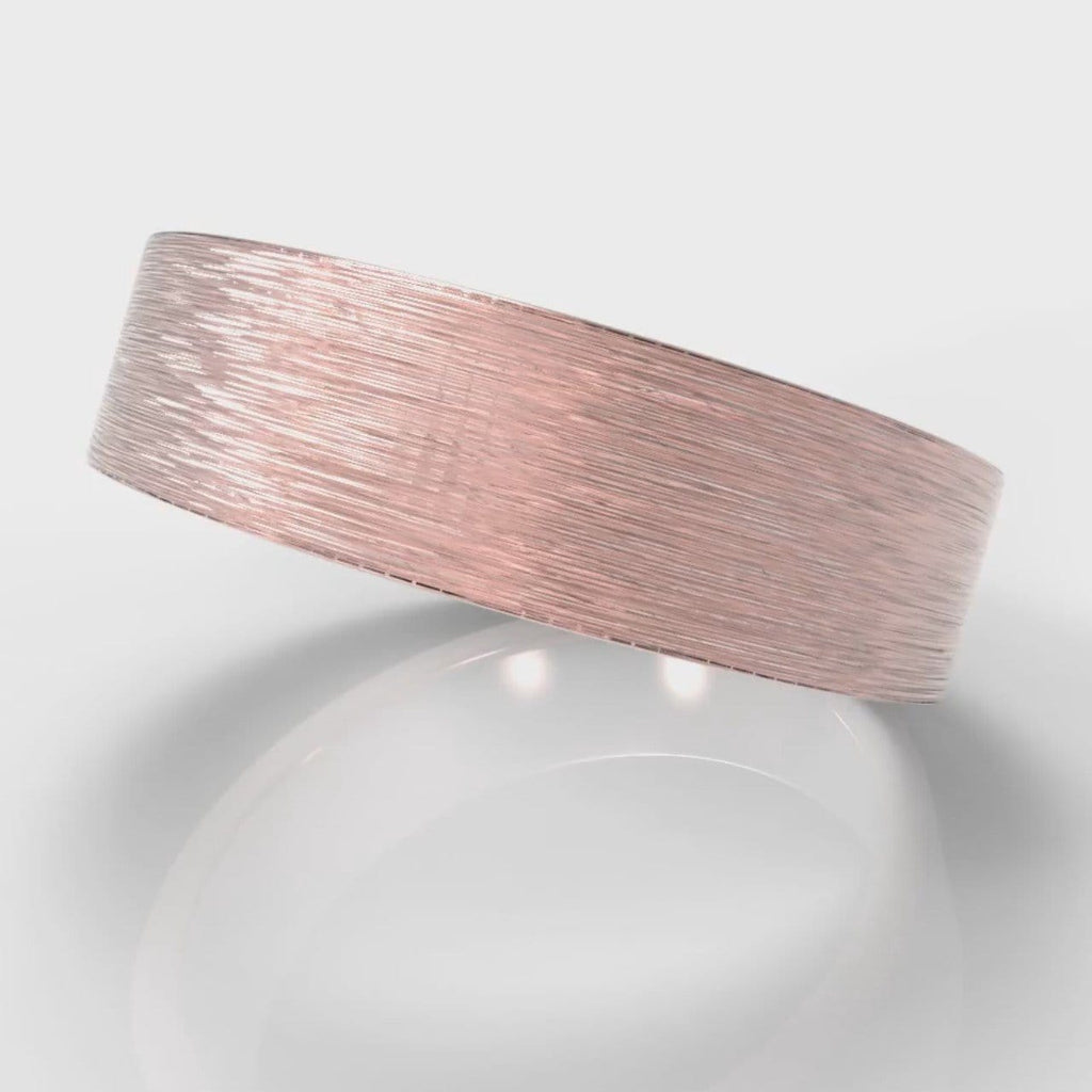 6mm Flat Top Comfort Fit Brushed Wedding Ring - Rose Gold