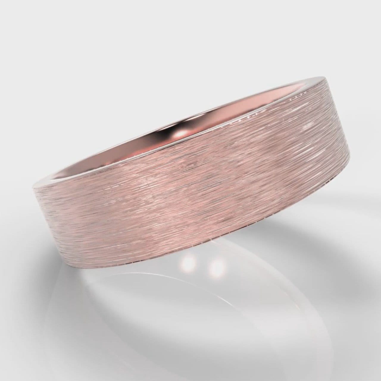 6mm Flat Top Comfort Fit Brushed Wedding Ring - Rose Gold