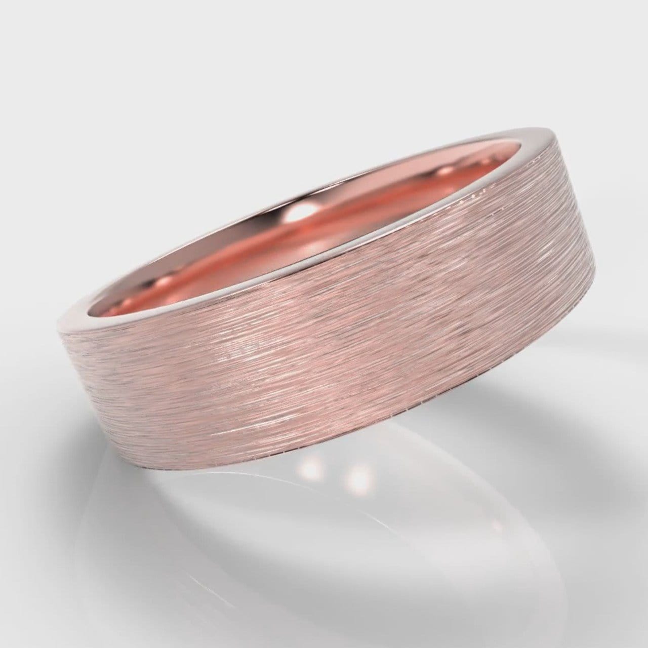 6mm Flat Top Comfort Fit Brushed Wedding Ring - Rose Gold