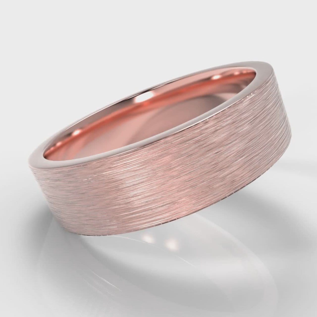 6mm Flat Top Comfort Fit Brushed Wedding Ring - Rose Gold