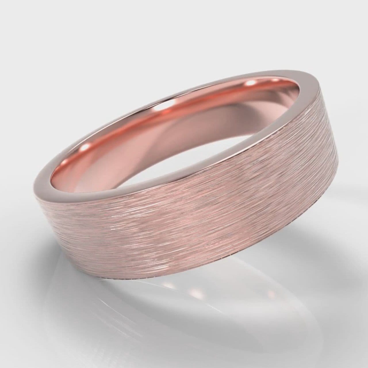 6mm Flat Top Comfort Fit Brushed Wedding Ring - Rose Gold