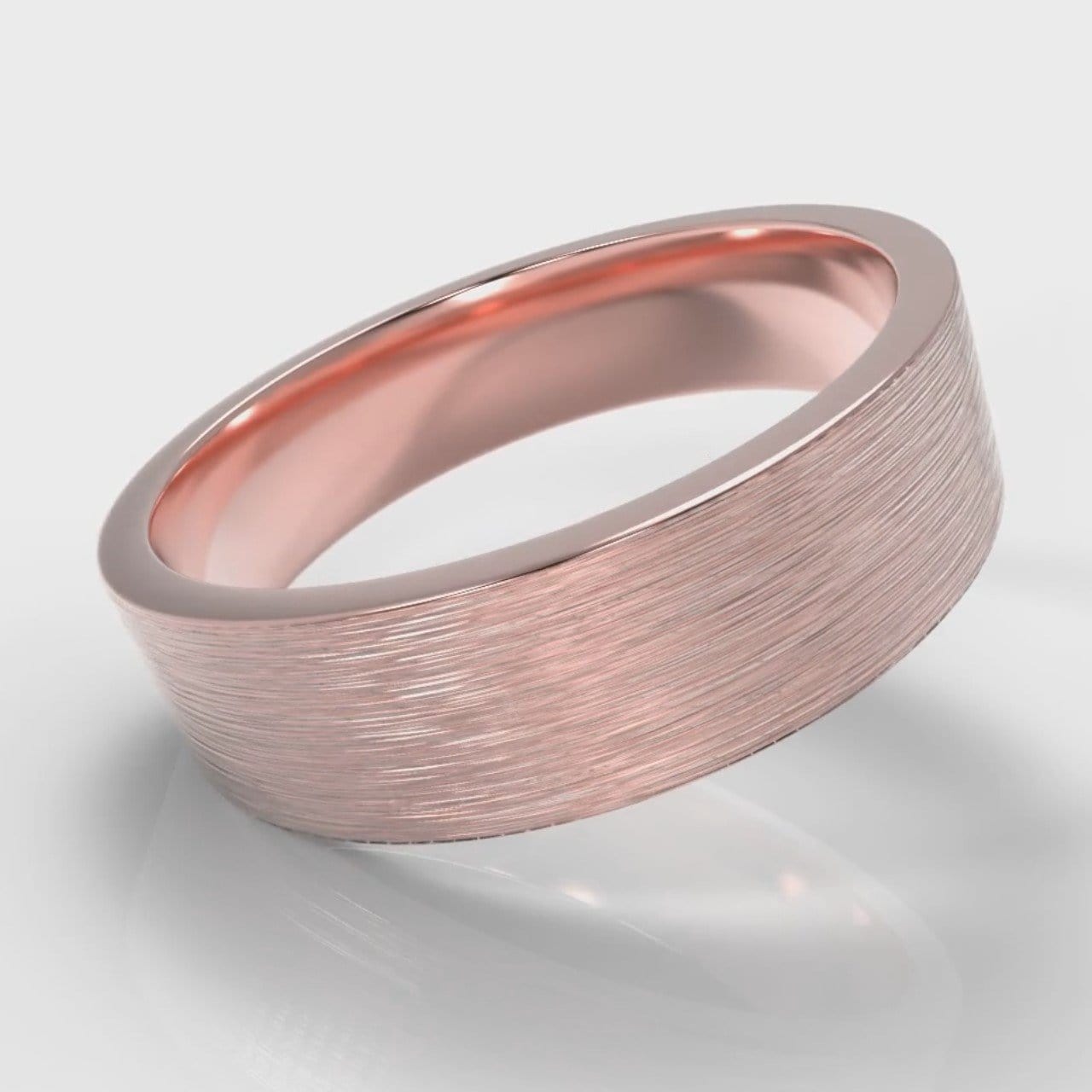 6mm Flat Top Comfort Fit Brushed Wedding Ring - Rose Gold