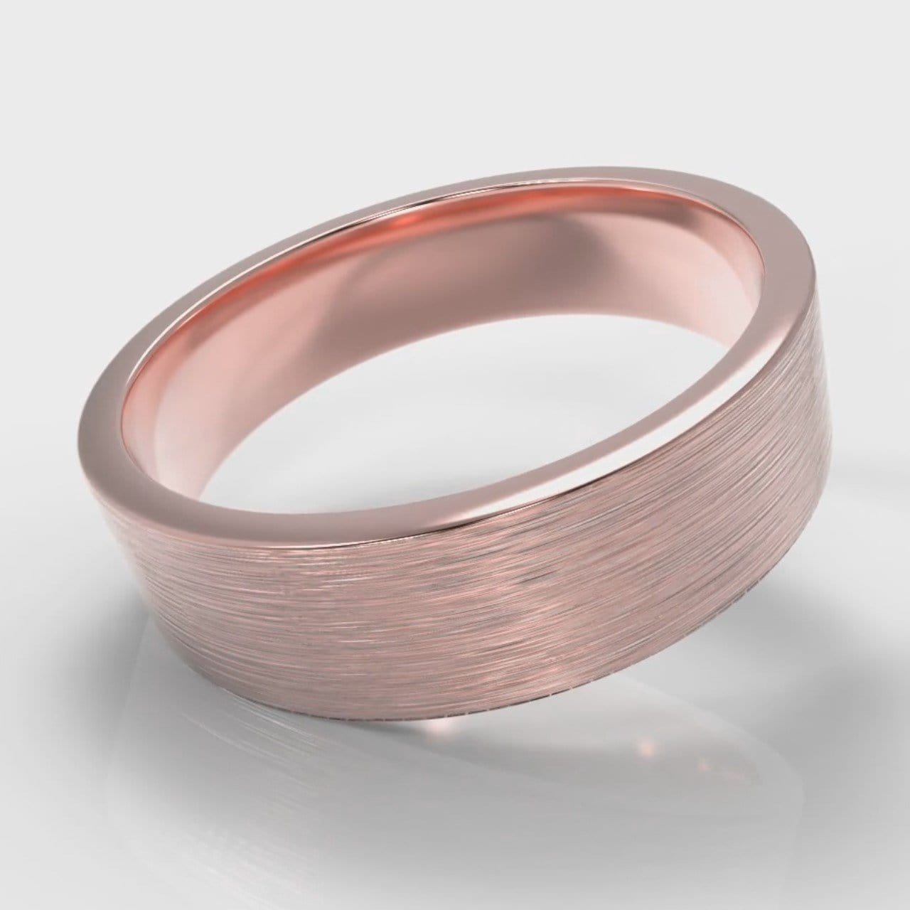 6mm Flat Top Comfort Fit Brushed Wedding Ring - Rose Gold
