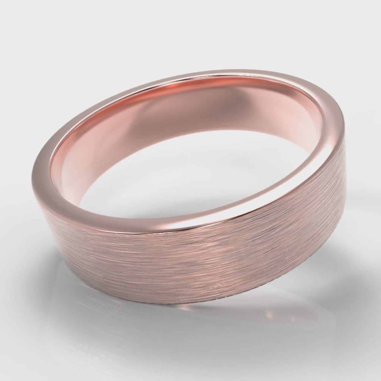 6mm Flat Top Comfort Fit Brushed Wedding Ring - Rose Gold