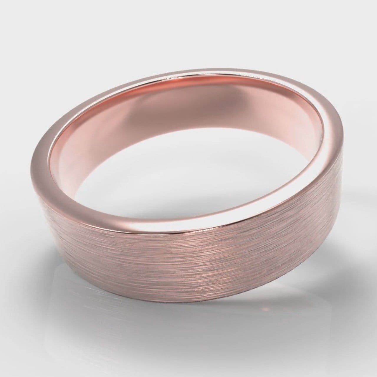 6mm Flat Top Comfort Fit Brushed Wedding Ring - Rose Gold