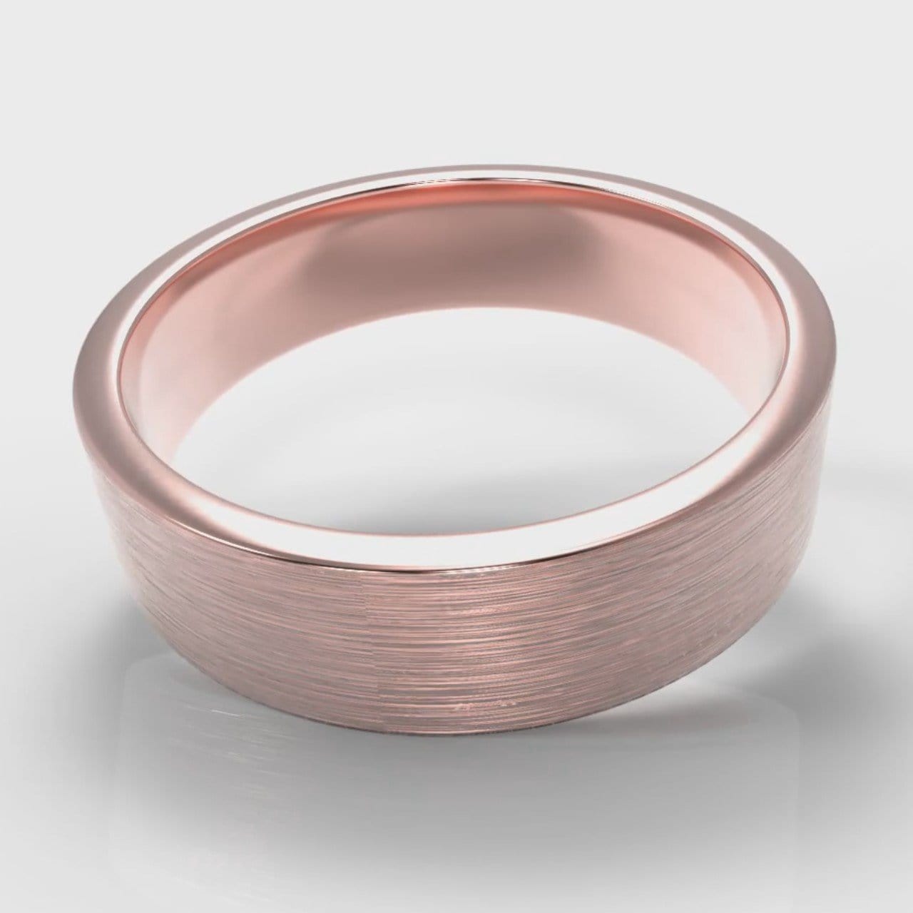 6mm Flat Top Comfort Fit Brushed Wedding Ring - Rose Gold