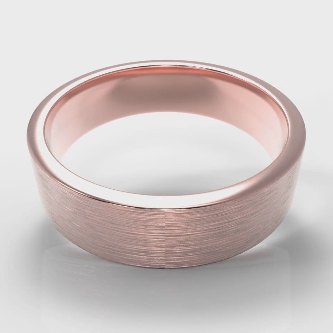 6mm Flat Top Comfort Fit Brushed Wedding Ring - Rose Gold