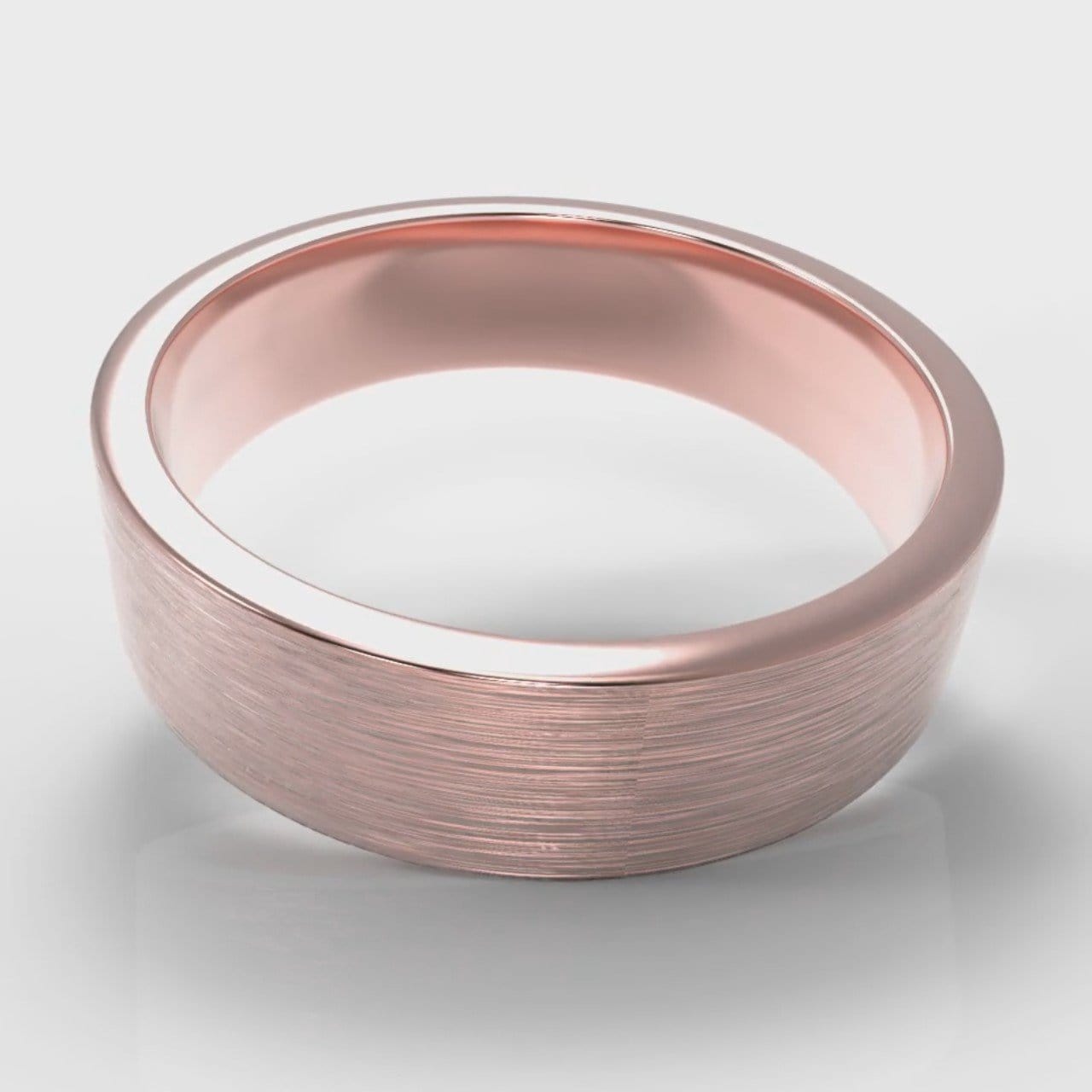 6mm Flat Top Comfort Fit Brushed Wedding Ring - Rose Gold