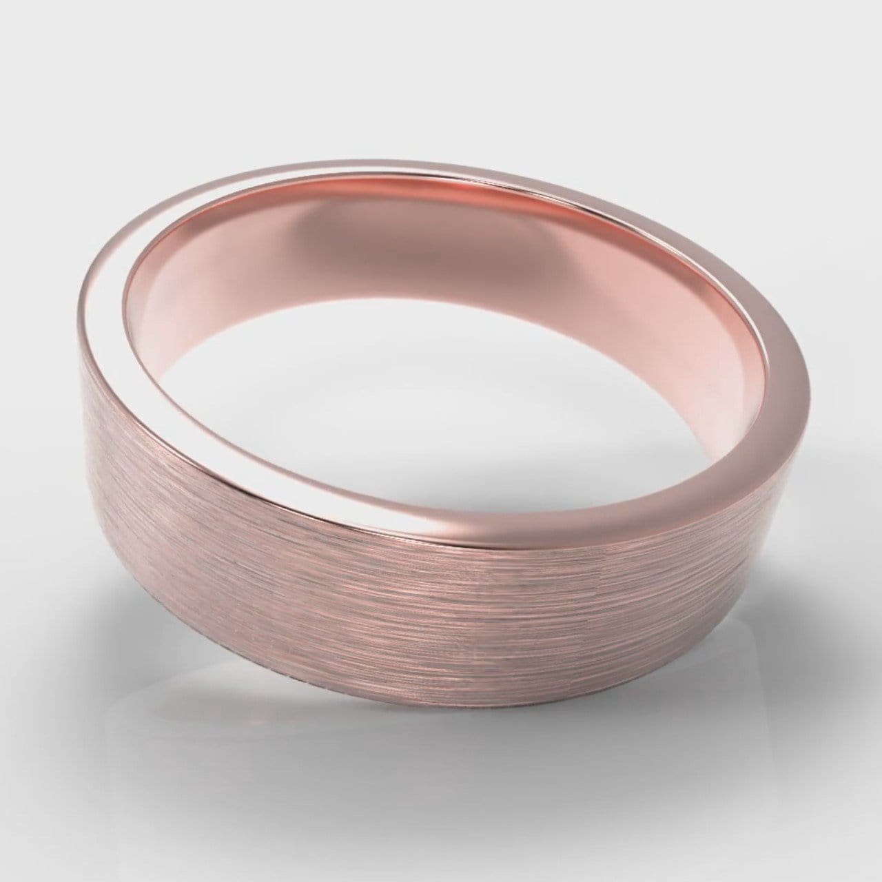 6mm Flat Top Comfort Fit Brushed Wedding Ring - Rose Gold