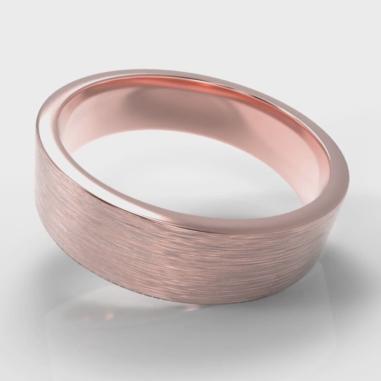 6mm Flat Top Comfort Fit Brushed Wedding Ring - Rose Gold