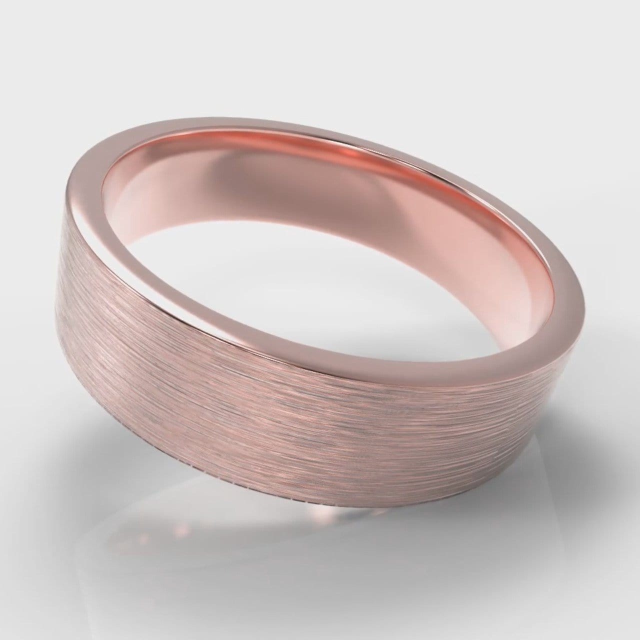 6mm Flat Top Comfort Fit Brushed Wedding Ring - Rose Gold