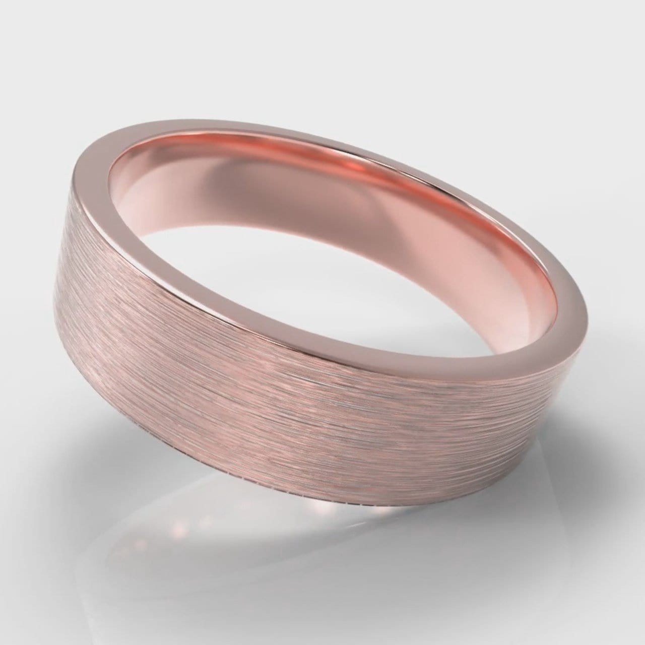 6mm Flat Top Comfort Fit Brushed Wedding Ring - Rose Gold
