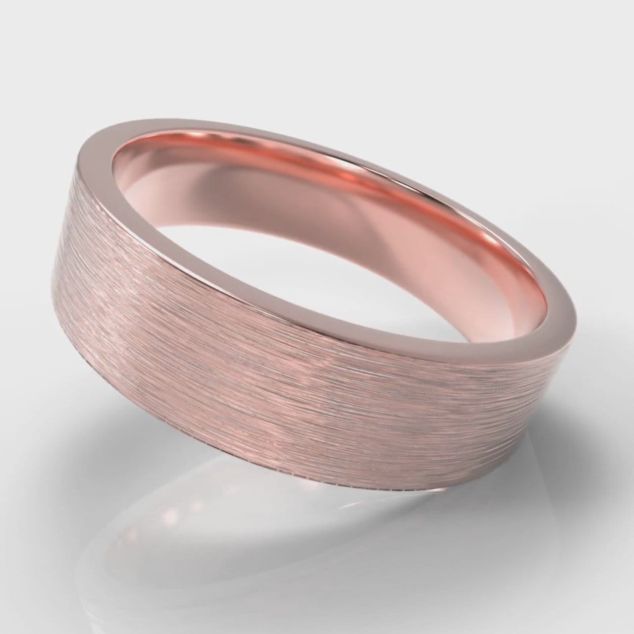 6mm Flat Top Comfort Fit Brushed Wedding Ring - Rose Gold