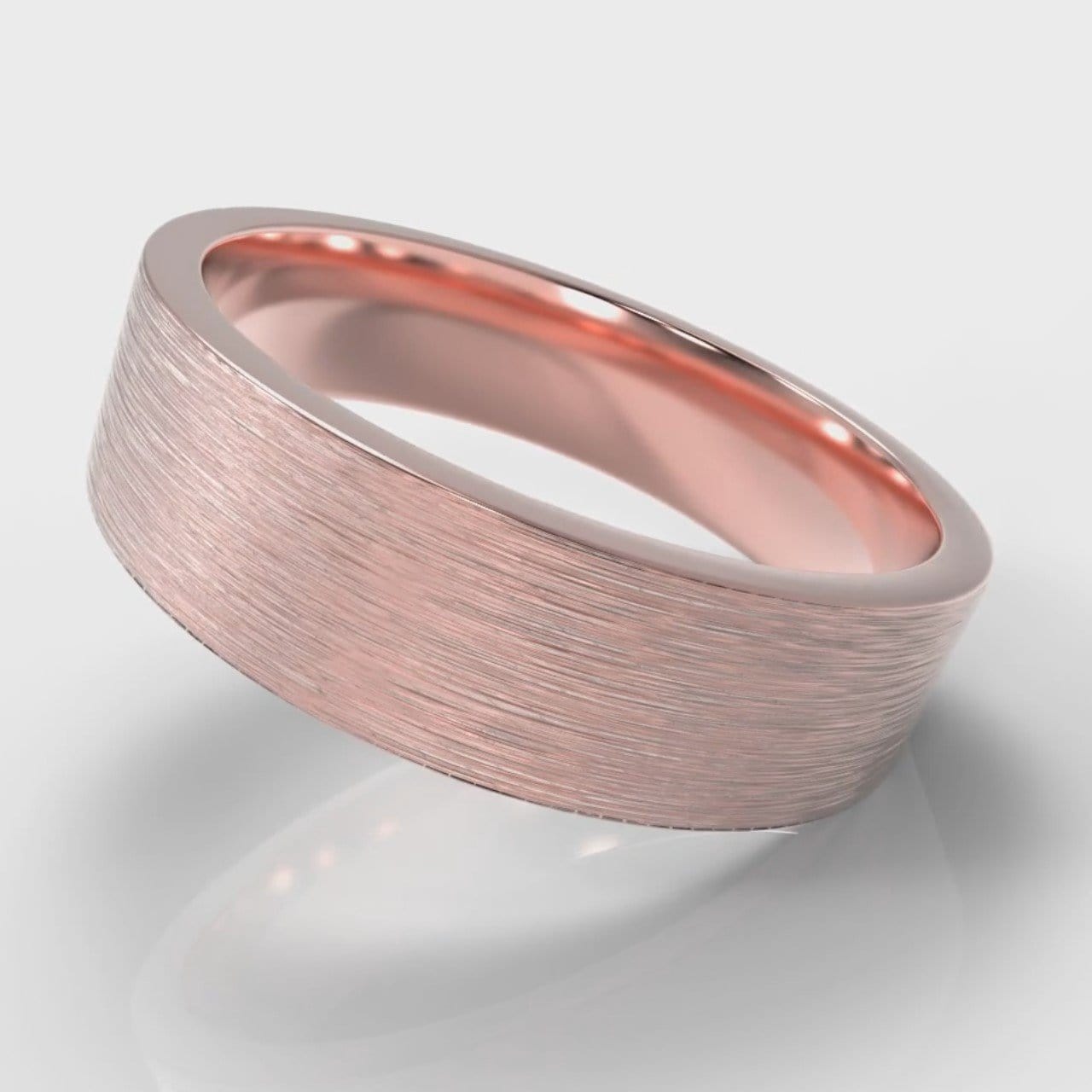 6mm Flat Top Comfort Fit Brushed Wedding Ring - Rose Gold