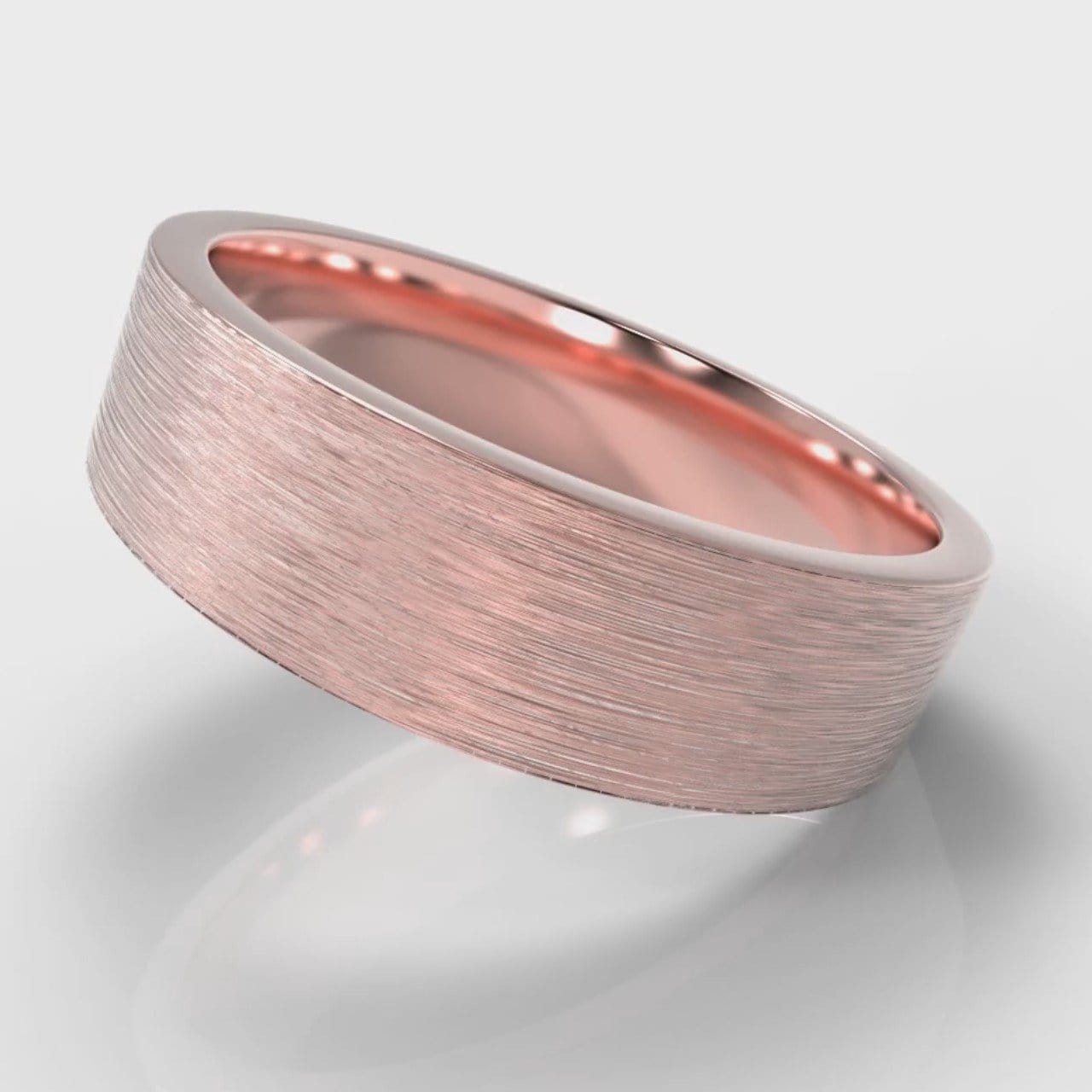 6mm Flat Top Comfort Fit Brushed Wedding Ring - Rose Gold