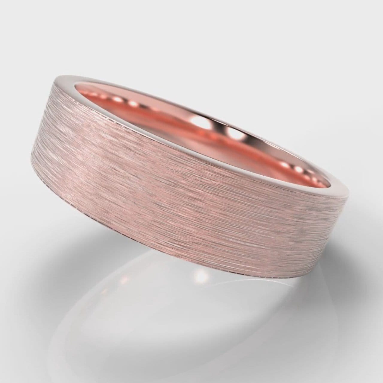 6mm Flat Top Comfort Fit Brushed Wedding Ring - Rose Gold