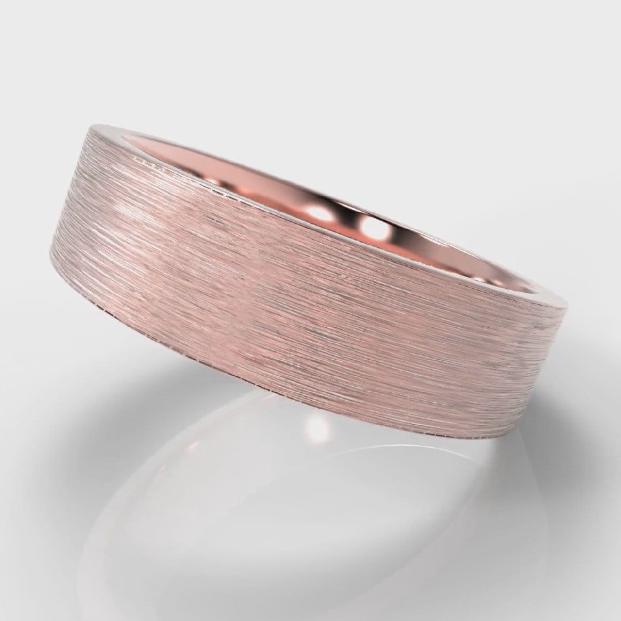 6mm Flat Top Comfort Fit Brushed Wedding Ring - Rose Gold